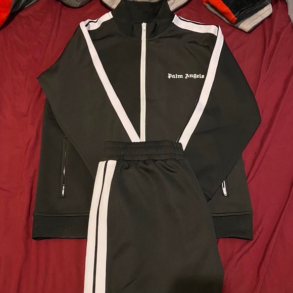 Palm Angels Men's Black and White Hoodie L